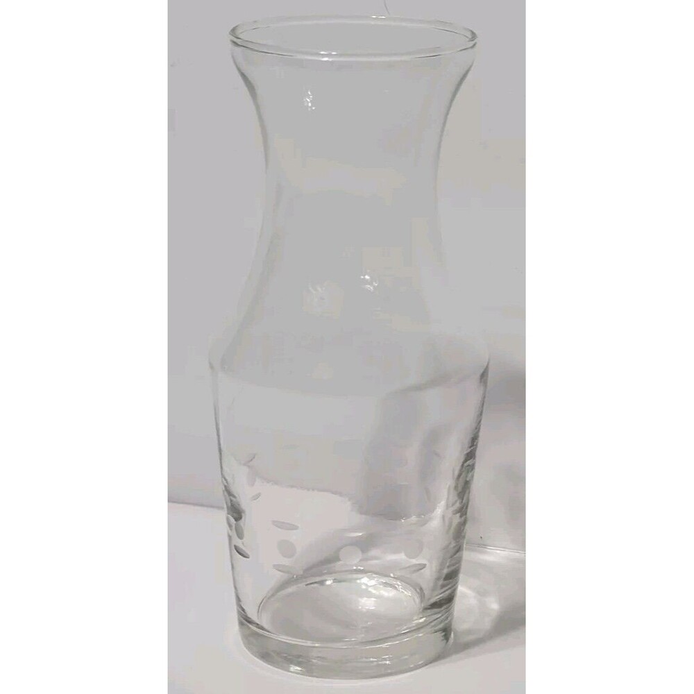 Vintage MCM Libbey Frosted Etched Design Clear Glass Wine/Juice Carafe